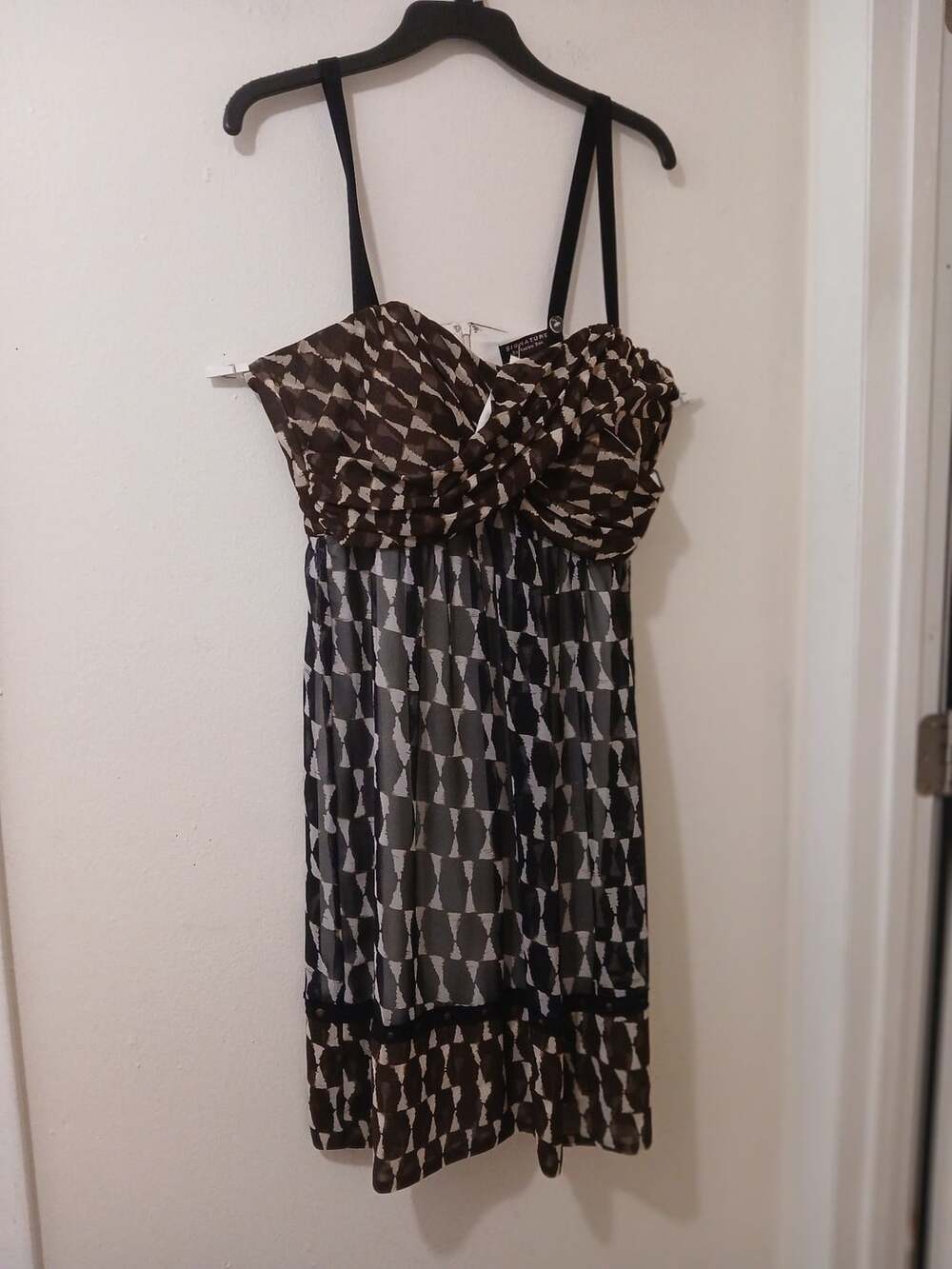 Signature by Robbie Bee Geometric Print Strapless Dress